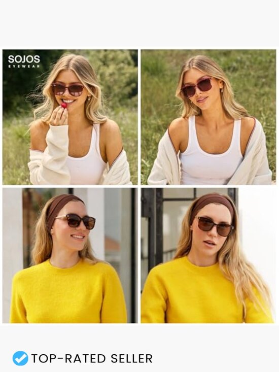 Classic Square Polarized Sunglasses Oversized Retro Trendy UV Protection main image 6